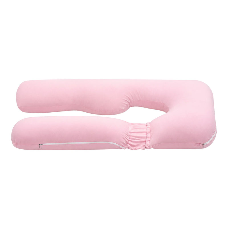 🤱 Danoz PillowSmart | Giselle Bedding U-Shaped Pregnancy Pillow | 100% Cotton Jersey | Full Body Support | 73x133cm Pink