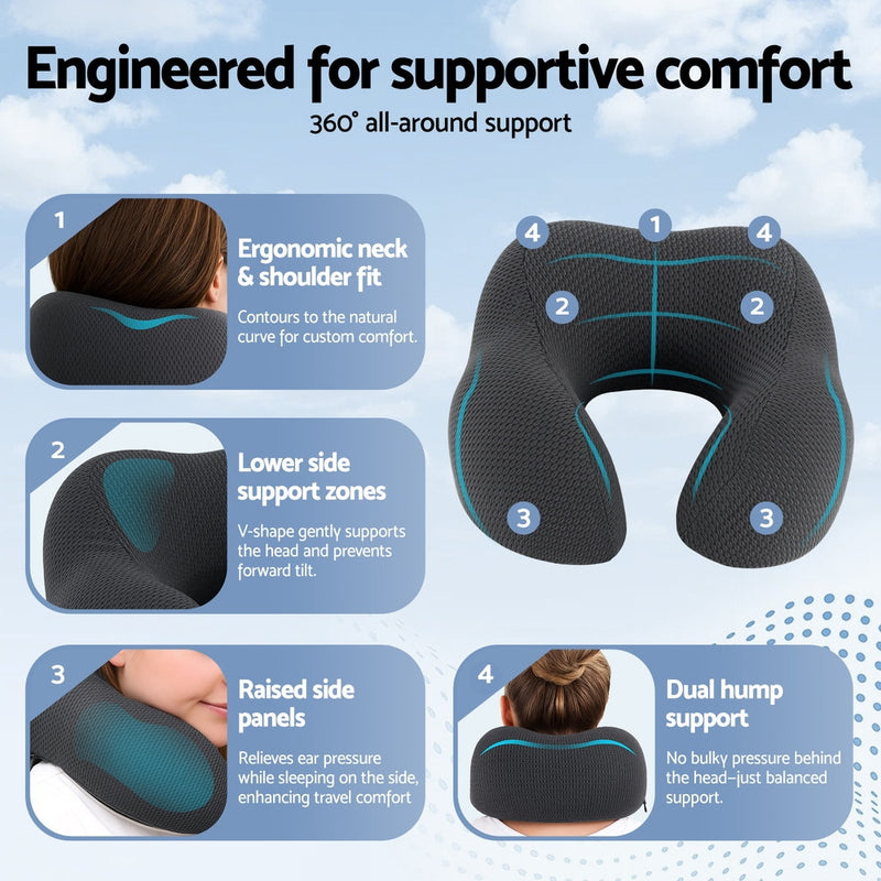 Danoz TravelSmart - Giselle Neck Pillow U-Shape Support Memory Foam Plane Car Cushion