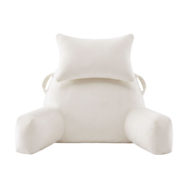 🛋️ Danoz PillowSmart | Giselle Bedding Reading Pillow | Detachable Neck Roll | Armrests | Side Pockets | Back Support | TV & Gaming | Beige