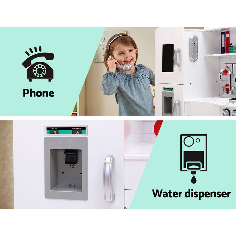 Danoz Kids - Keezi Kids Kitchen Play Set Wooden Pretend Toys Cooking Children Storage White