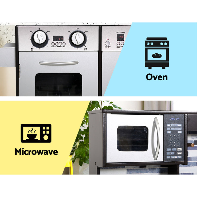 Danoz Kids - Keezi Kids Kitchen Play Set Wooden Pretend Toys Cooking Children Oven Fridge