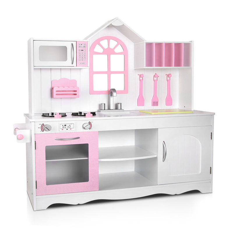 Danoz Kids - Keezi Kids Kitchen Play Set Wooden Pretend Toys Cooking Children Storage Cabinet