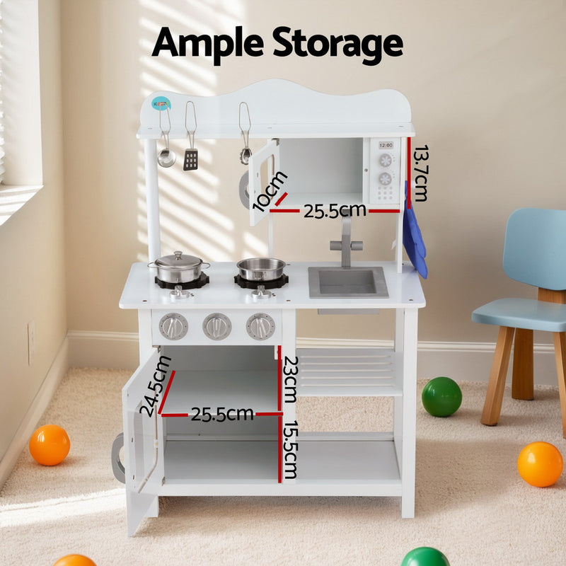 Danoz Kids - Keezi Kids Kitchen Play Set Wooden Pretend Toys Cooking Children Cookware Food