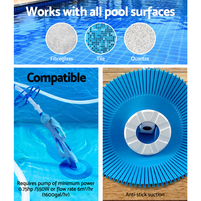 Danoz Pools 🏊 Swimming Pool Cleaner Automatic Vacuum Floor Climb Wall Suction Ground 10M Hose