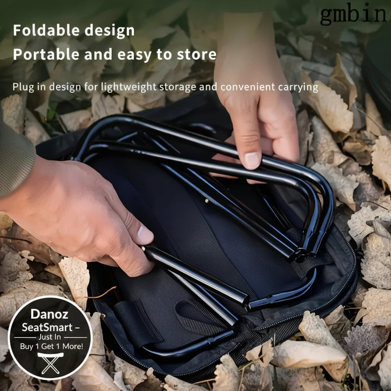 PockeStool Foldable metal bars being stored in a black case on a natural background
