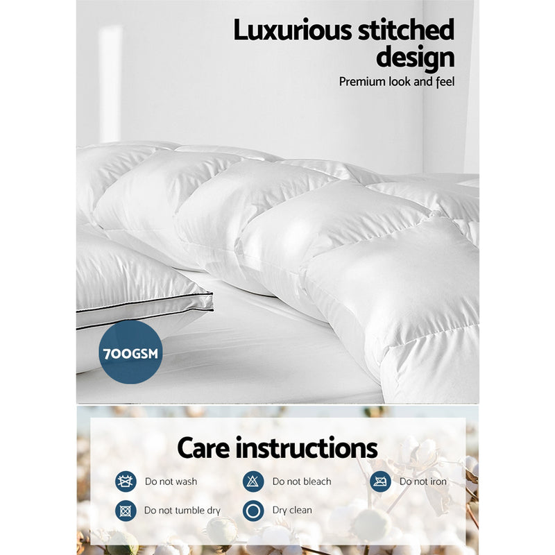 Danoz Direct - Giselle Bedding 700GSM Duck Down Feather Quilt Super King