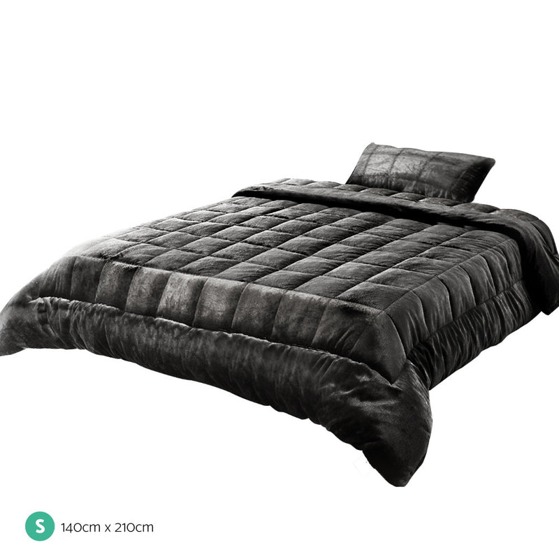 Danoz SleepSmart - Giselle Bedding Faux Mink Quilt Charcoal - Single size + 2 Free Pillow cases!
