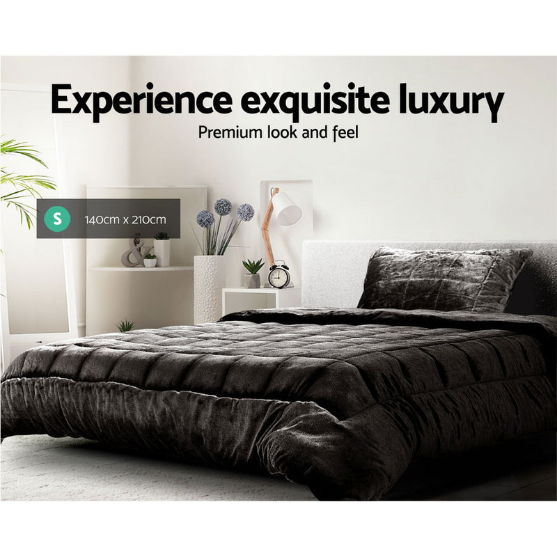 Danoz SleepSmart - Giselle Bedding Faux Mink Quilt Charcoal - Single size + 2 Free Pillow cases!