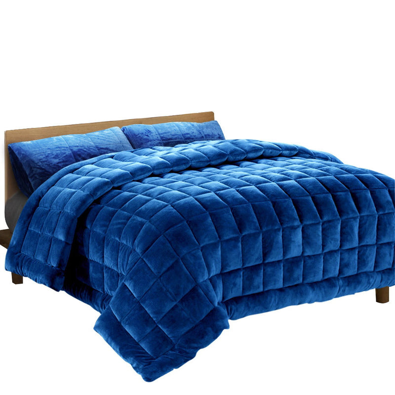 Danoz Direct - Giselle Bedding Faux Mink Quilt Blue King size - Super deal!