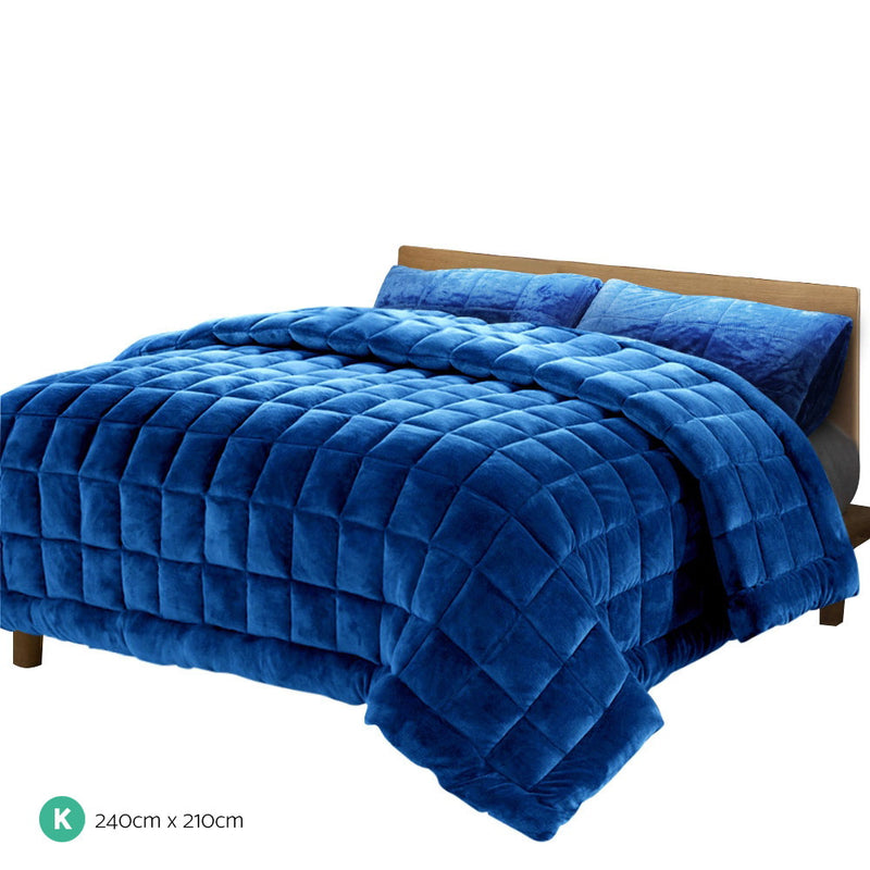 Danoz Direct - Giselle Bedding Faux Mink Quilt Blue King size - Super deal!