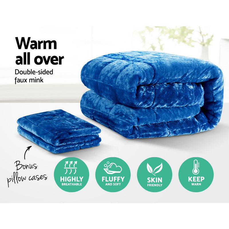 Danoz Direct - Giselle Bedding Faux Mink Quilt Blue King size - Super deal!