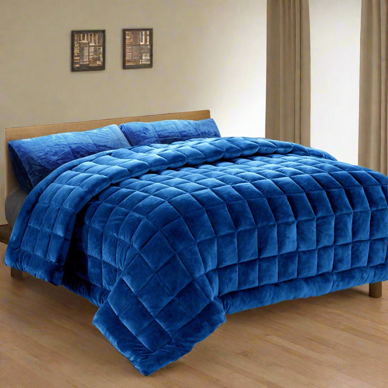 Danoz Beddings - Giselle Faux Mink Quilt Blue Super King size - Super offer with Free Postage!