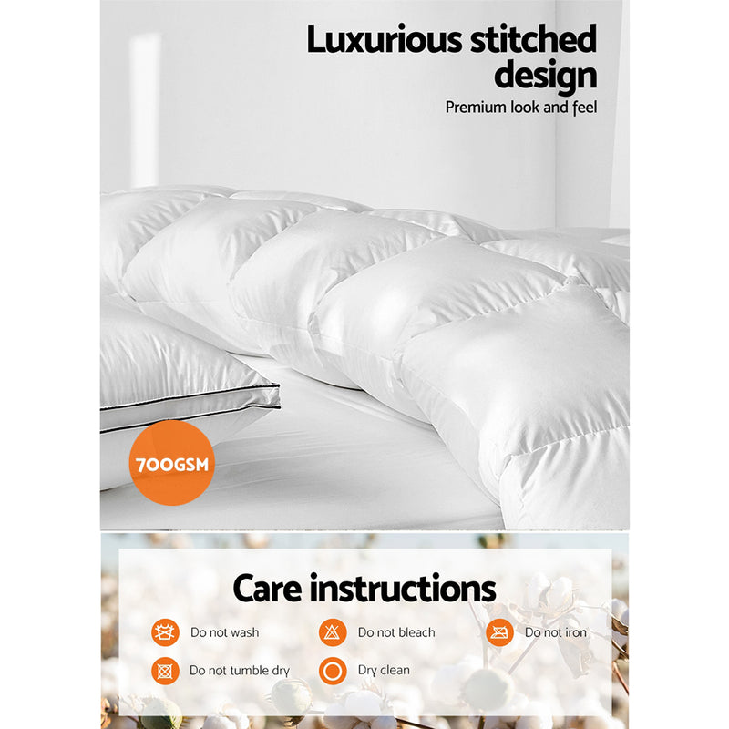 Danoz Direct - Giselle Bedding 700GSM Goose Down Feather Quilt King