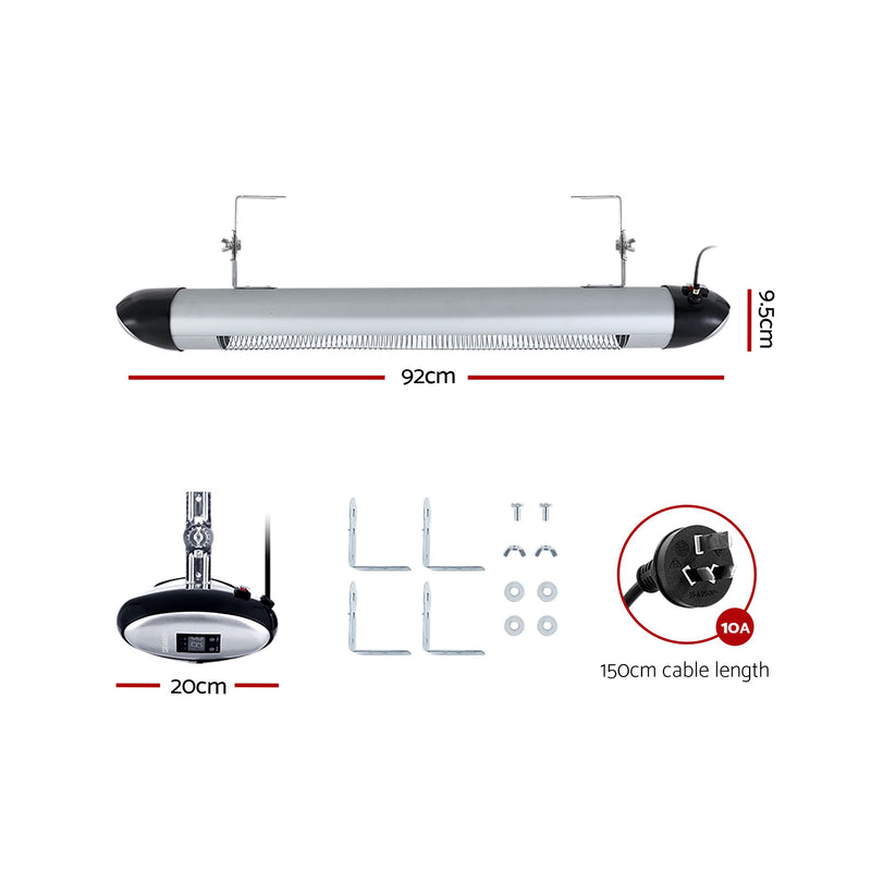 🔥 Danoz HeatingSmart | Devanti 2-Pack Electric Radiant Strip Heater | 2000W | 3 Heat Settings | 24-Hr Timer | Remote Control | Indoor & Outdoor | IP34 | 1 Year Warranty ✨