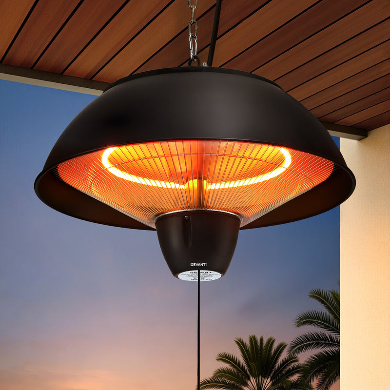Danoz HeatingSmart - Devanti 1500W Electric Patio Infrared Heater Hanging Heaters Ceiling Mounted Remote