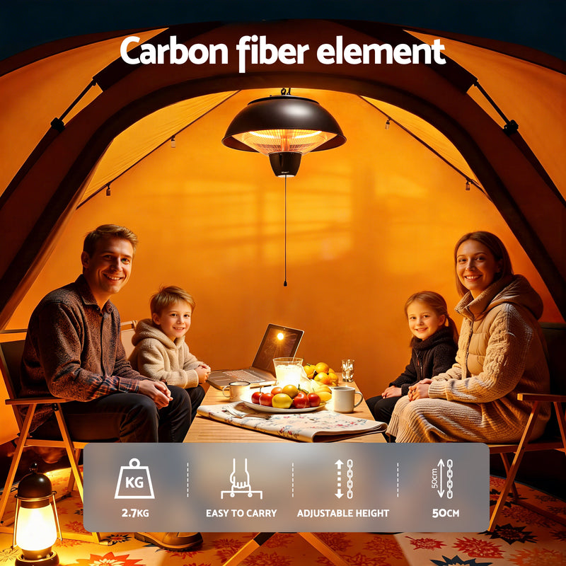 Danoz HeatingSmart - Devanti 1500W Electric Patio Infrared Heater Hanging Heaters Ceiling Mounted Remote