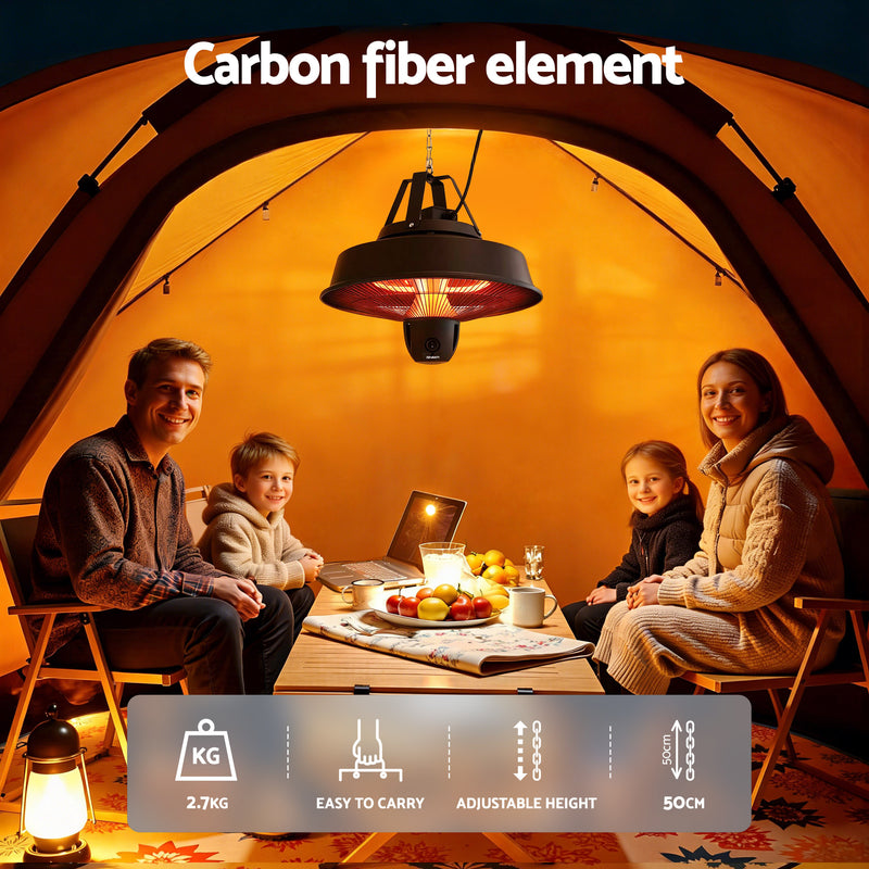 Danoz HeatingSmart - Devanti 2000W Electric Patio Heater Ceiling Mounted Hanging Heaters Remote