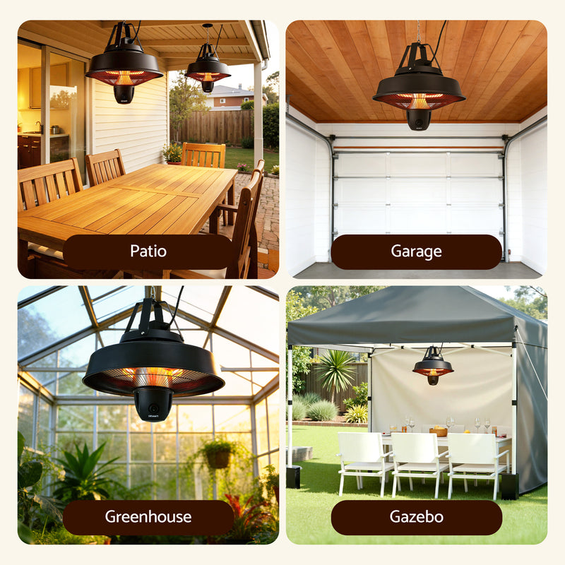 Danoz HeatingSmart - Devanti 2000W Electric Patio Heater Ceiling Mounted Hanging Heaters Remote