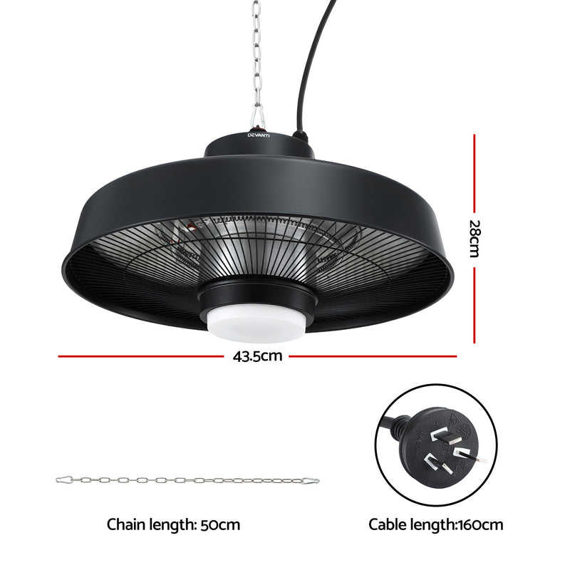 Danoz HeatingSmart - Devanti 2000W Outdoor Electric Patio Heater Ceiling Mount with LED Light Remote