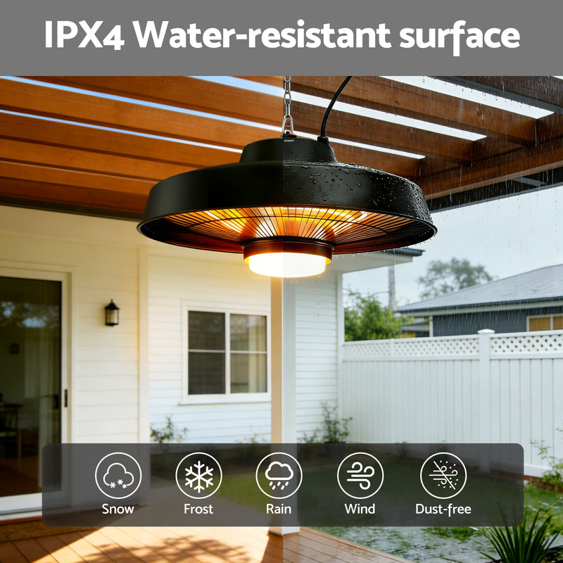 Danoz HeatingSmart - Devanti 2000W Outdoor Electric Patio Heater Ceiling Mount with LED Light Remote