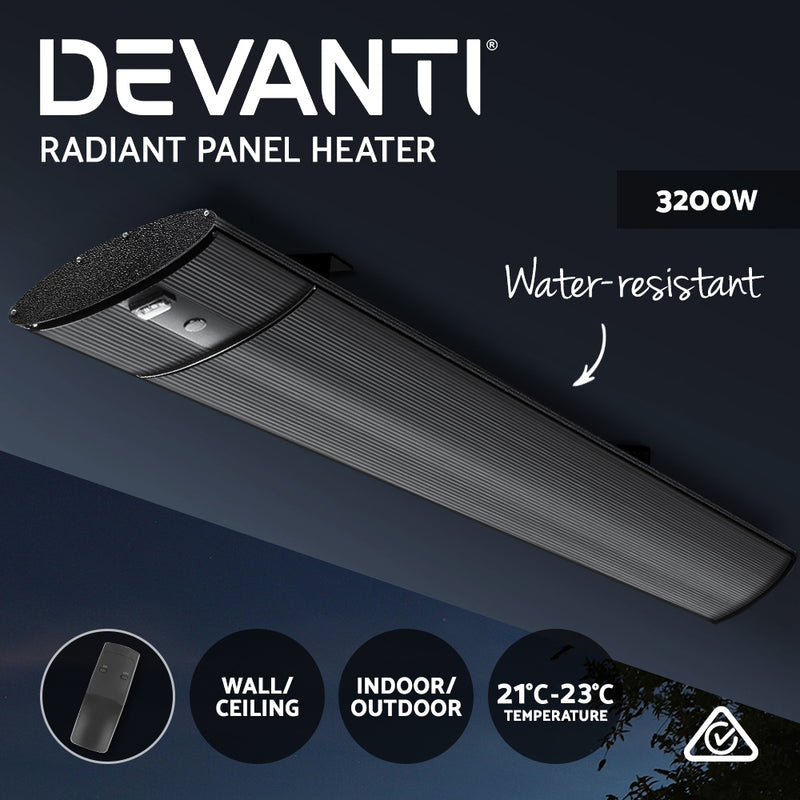 Danoz HeatingSmart - Devanti Electric Radiant Strip Heater Outdoor 3200W - Super Deals!