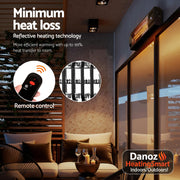 Heating system with remote control in a cozy living room setting