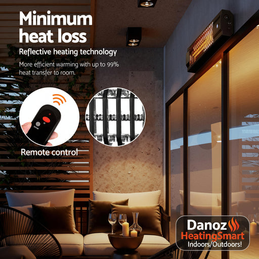 Heating system with remote control in a cozy living room setting