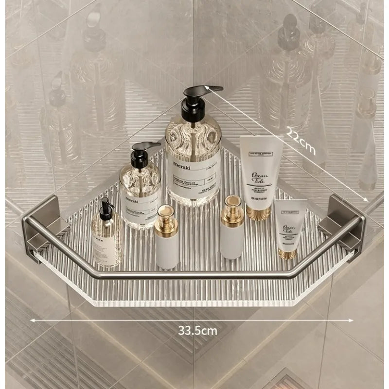 🚿 Danoz ShowerSmart | No-Drill Acrylic Corner Bathroom Shelf | Wall Mount | Triangle Storage Rack | Rustproof | Shampoo & Caddy Organiser | 2 Variants