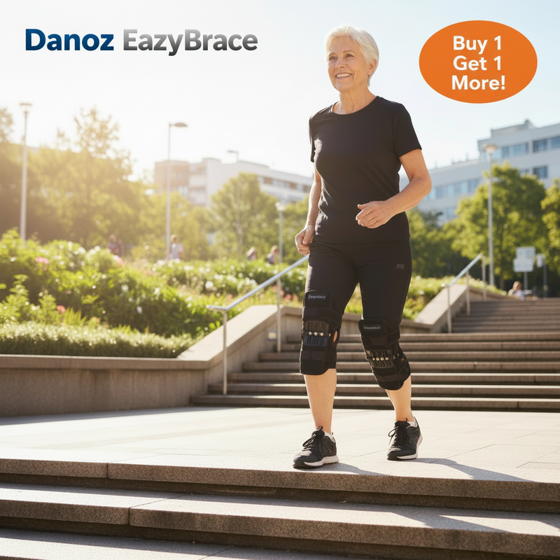 Experience superior knee support with Danoz EazyBrace - engineered with powerful rebound spring force technology to stabilize your joints during sports and active pursuits - Buy 1 Get 1 Free!