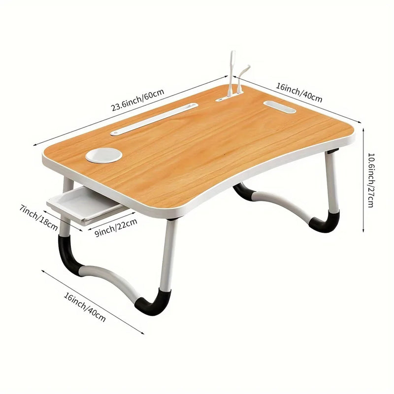 Danoz DeskSmart – Work, Study & Relax in Total Comfort! 💻✨ | Portable Foldable Laptop Desk with USB Ports, Storage Drawer & Cup Holder | Perfect for Bed, Couch & Home Office!