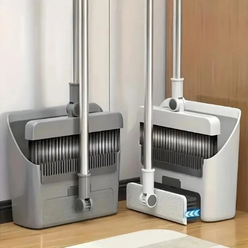 🧹 Danoz CleanSmart | 3-in-1 Folding Broom & Dustpan Set | Standing Floor Brush & Squeegee | Self-Cleaning Comb Teeth | Home, Kitchen & Office