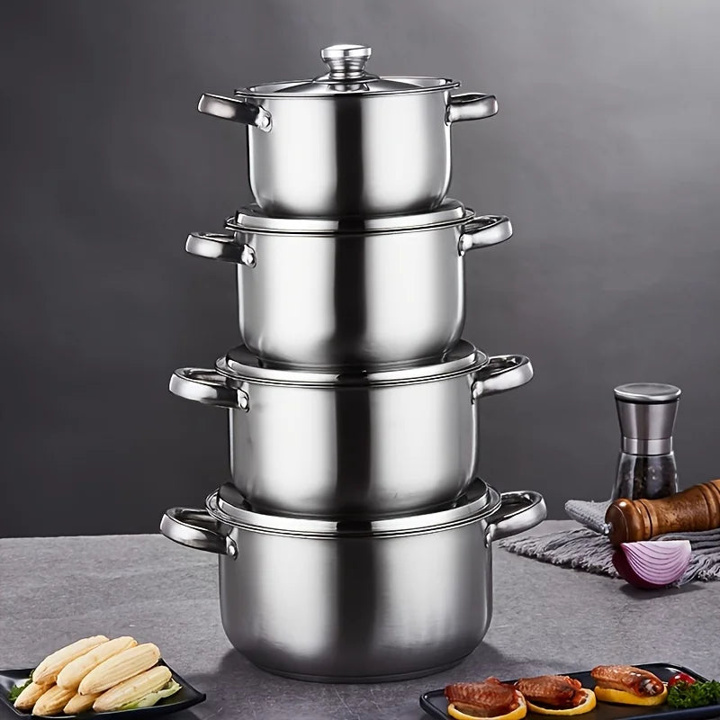 Danoz CookSmart - 8 Piece Super Quality, Stainless Steel Pot Set, with lids, Large Capacity, Suitable for any Cooking - Free Postage! + 5 Years Warranty!