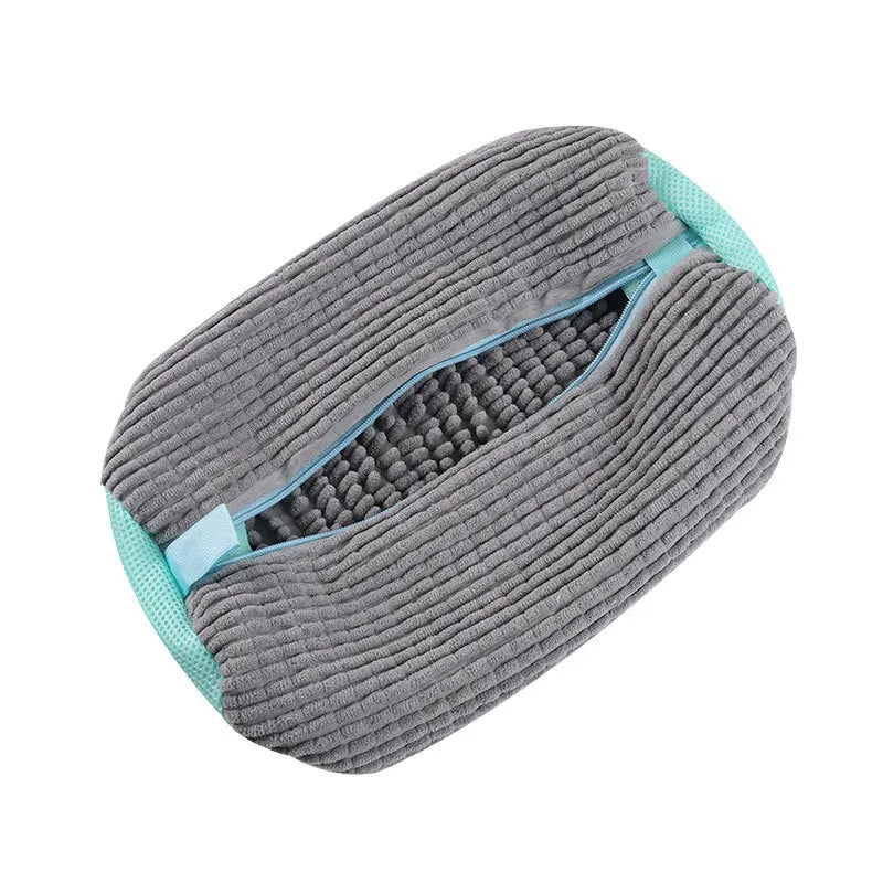 👟 Danoz CleanSmart | Padded Shoe Washing Bag | Laundry Protector | Fluffy Fibre Polyester | Machine Wash Safe | 39x19cm | Grey & Yellow | Buy 1 Get 1 More! ✨