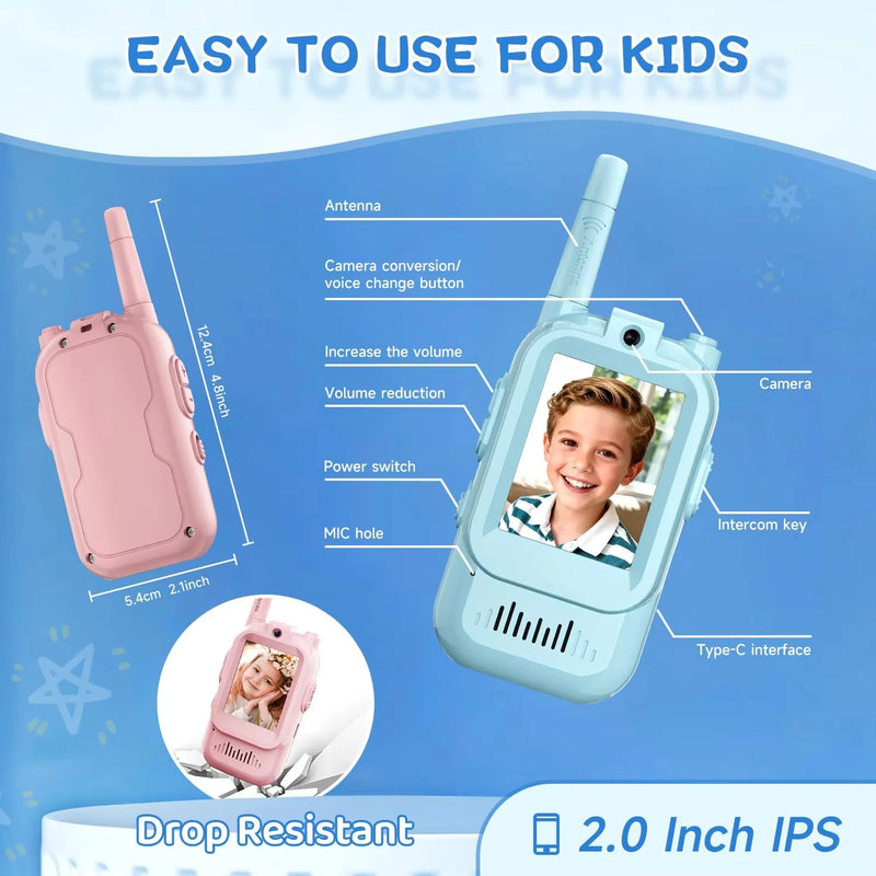 Danoz KidSmart – Talk, See & Adventure Together! USB Rechargeable Magecam Video Walkie Talkies for Kids – 2 Pack with HD Screen, One-Click Call & Fun Voice Effects – Buy 1 Get 1 More! 🎙️📹🎉