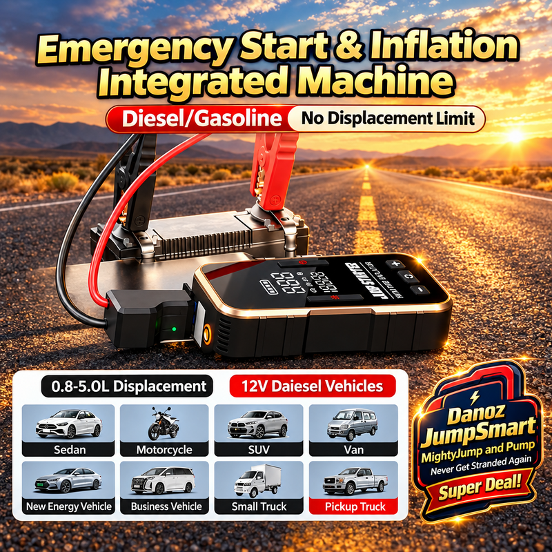 🚗 Danoz JumpSmart Pro | 12V Car Jump Starter & Air Compressor | Portable Tyre Inflator, Power Bank & SOS Light | Free Postage!