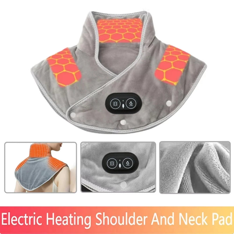 🦴 Danoz MassageSmart | Electric Heating Neck & Shoulder Pad | 3 Heat Settings | Auto-Off Timer | USB Powered | Soft Plush | Grey