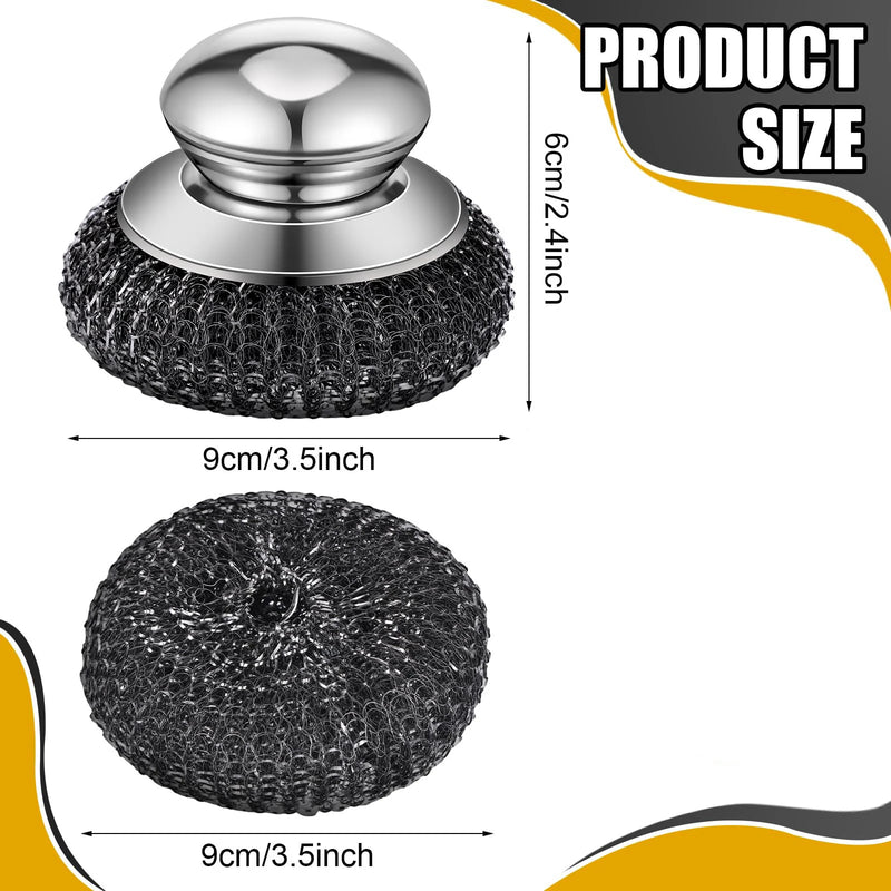 Danoz CleanSmart | Stainless Steel Kitchenware scrubber with Handle ✨ | Heavy Duty Wire Ball Scrubber | Rust-Proof Kitchen Cleaner | 6PCS or 10PC Replacement