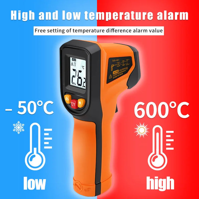 Measure temperatures quickly and easily with the Danoz Smart Digital Infrared Thermometer. With a range of -50~600℃