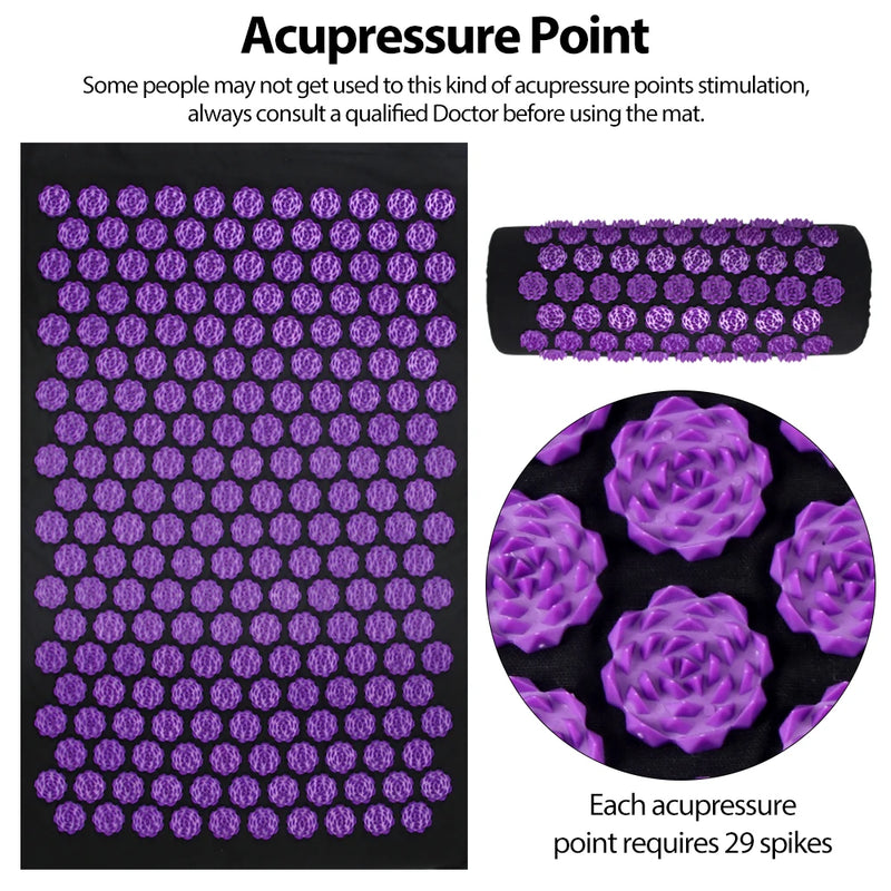 🧘 Danoz MassageSmart | Acupressure Mat & Pillow Set | Relieve Back Pain, Stress & Tension | Kuznetsov Spike Mat | Yoga & Pilates