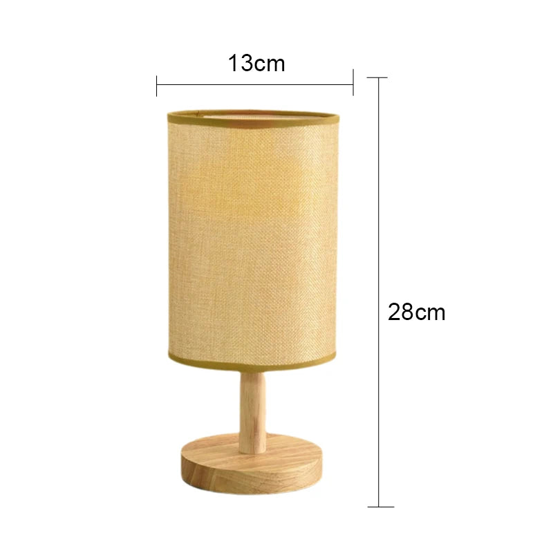 Danoz LightSmart LED Table Lamp 🪤 | USB Powered, Fabric Shade, 3 Light Modes - Bamboo & Wood Bedside Lamp