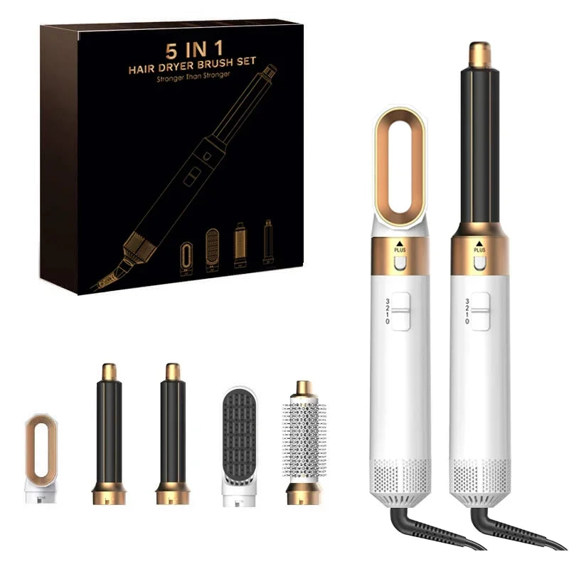 Danoz HairSmart - 5 In 1 Hair Dryer And Styler Kit With Professional Hot Air Brush Curling Iron Hair Straightener For Curling And Straightening