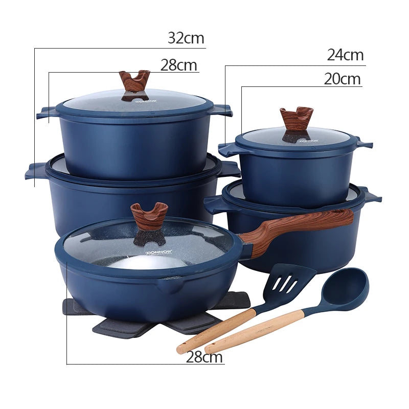 🍳 Danoz CookSmart | DONNOR 21-Piece Ceramic Nonstick Cookware Set | Pots & Pans | Utensils & Pan Protectors | Granite Finish | Eco-Friendly | Multiple Colours ✨