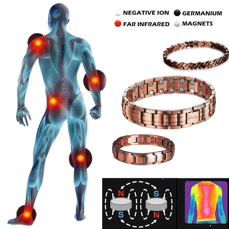 Danoz HealthSmart - Healing Healthy Copper Magnetic Bracelet for Men Arthritis Pain Relief Bio-Energy Blood Pressure Bracelet Health Bangle Jewelry - Buy 1 Get 1 More!
