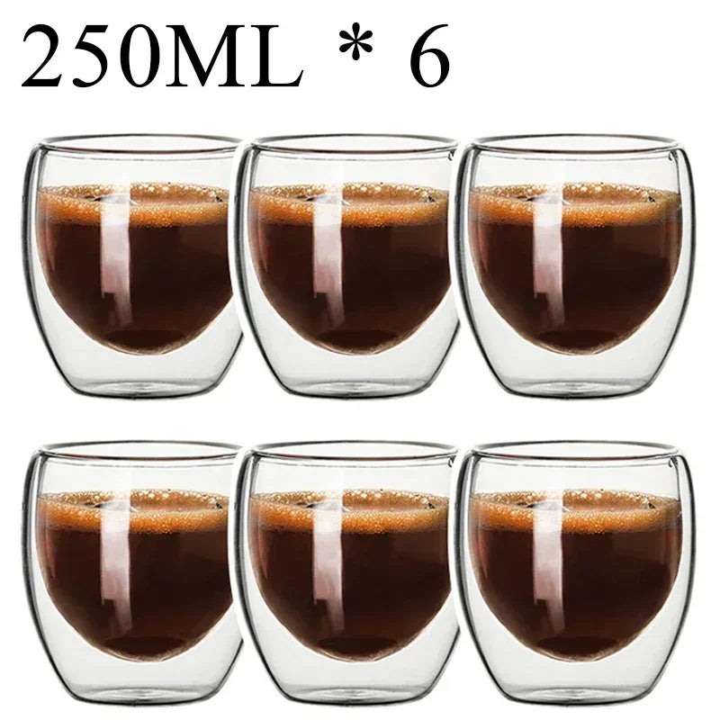 Danoz CoffeeSmart – Sip in Style! Double Wall High Borosilicate Glass Mugs – Heat Resistant, Eco-Friendly & Perfect for Coffee, Tea, Juice & More – Sets of 4 to 18! ☕🥂✨
