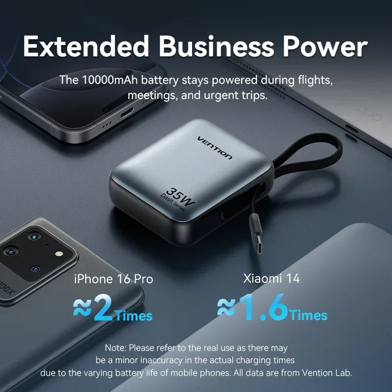 Danoz PowerSmart - Vention CCC 10000mAh 35W Power Bank Fast Charge Portable Mini 3C PowerBank for iPhone 17 Xiaomi External Spare Battery Charger