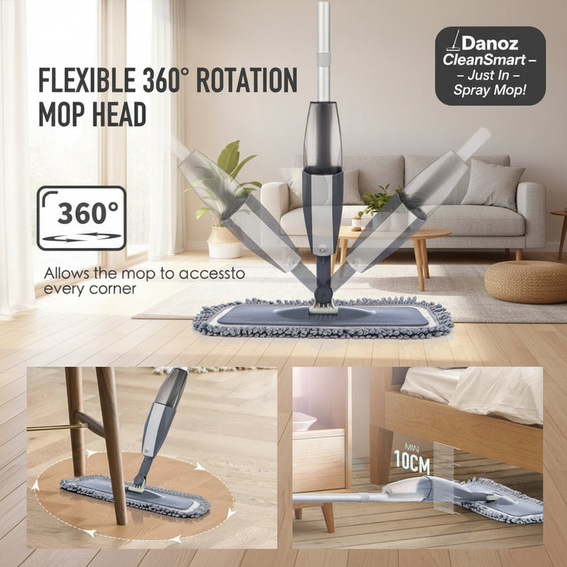 Mop with flexible 360-degree rotation head on a white background
