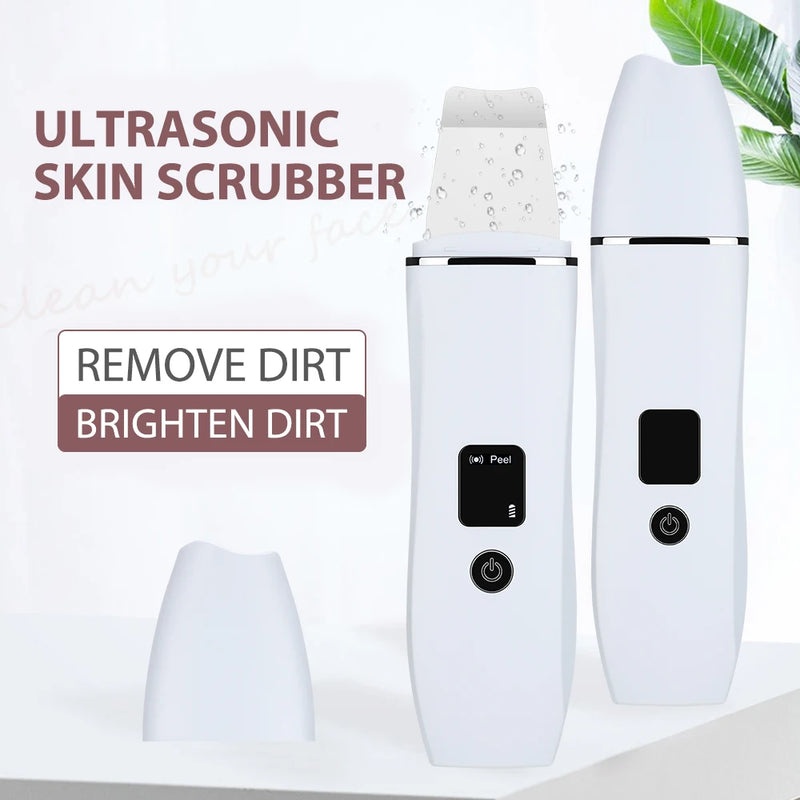 Danoz Beauty - Ultrasonic Skin Scrubber Peeling Blackhead Remover Deep Face Cleaning Ultrasonic Ion Acne Pore Cleaner Facial Shovel  Scrubber