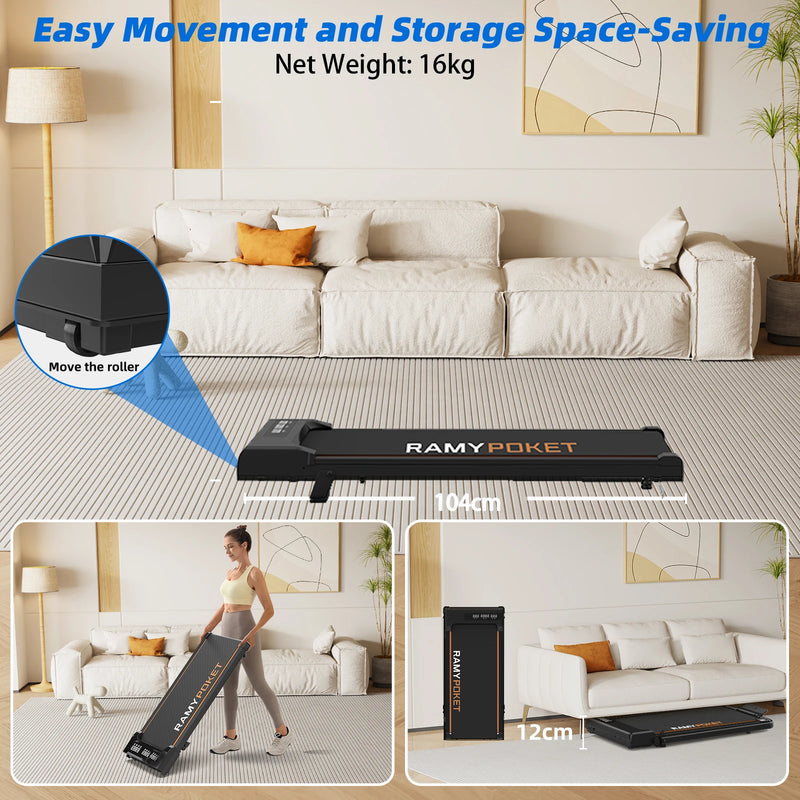 🏃 Danoz FitnesSmart | RAMYPOKET Walking Pad Treadmill | 9% Incline | 2.5HP | APP Control | 3-Window LED | 120kg | 1–8 km/h | Under Desk | CE Certified ✨