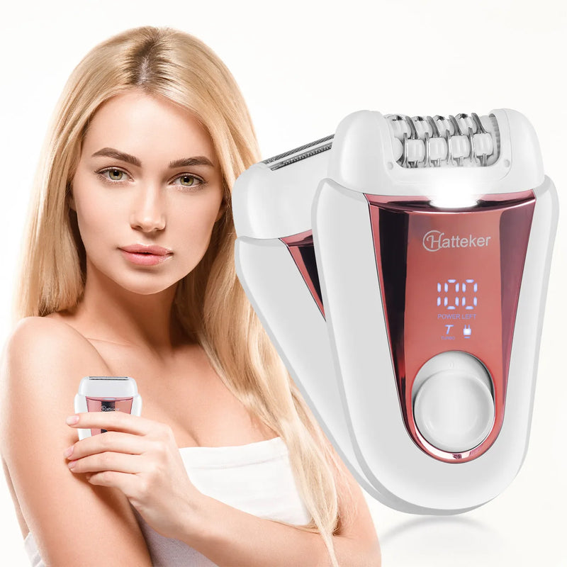 💜 Danoz BeautySmart | Hatteker 2-in-1 Epilator & Razor | IP45 Wet & Dry | Dusk-to-Dawn Smooth Skin | USB Rechargeable | BOGO Deal