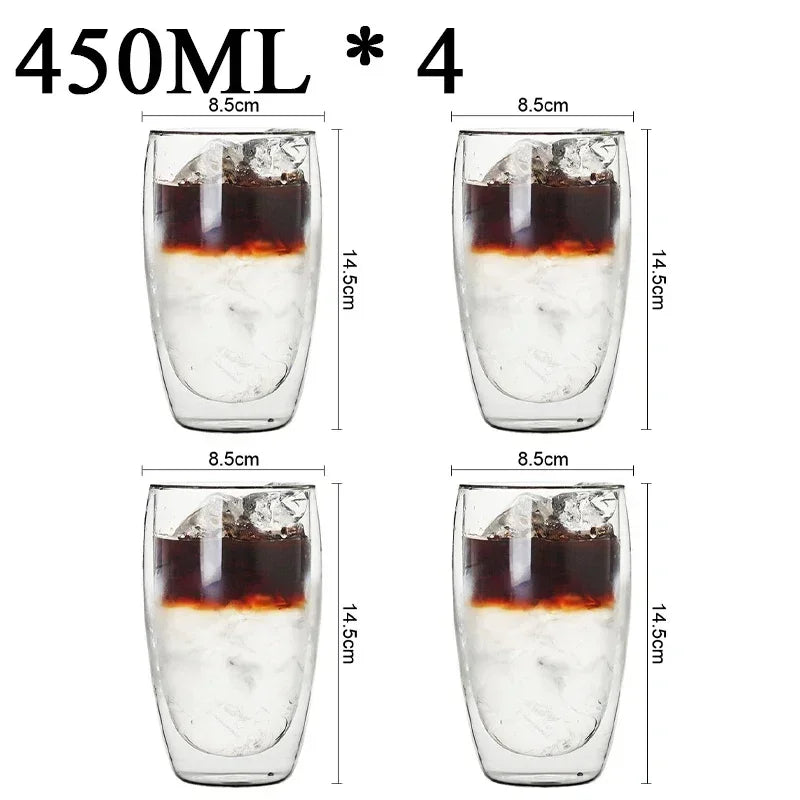 Danoz CoffeeSmart – Sip in Style! Double Wall High Borosilicate Glass Mugs – Heat Resistant, Eco-Friendly & Perfect for Coffee, Tea, Juice & More – Sets of 4 to 18! ☕🥂✨